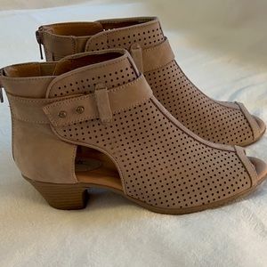 EARTH Suede Perforated Peep Toe Bootie